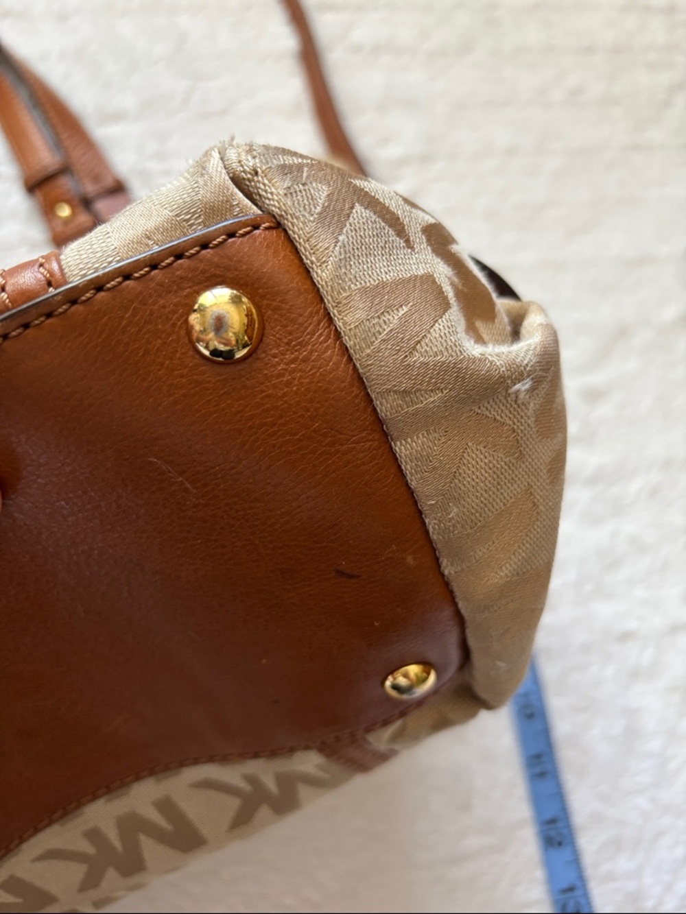 Michael Kors Tan & Brown MK Signature Tote with Leather Trim - Picture 5 of 15